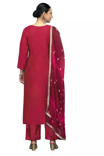 Women's pink printed banarasi cotton silk dress material