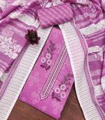 Women's purple embroiderd cotton dress material