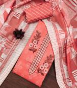 Women's pink embroiderd cotton dress material