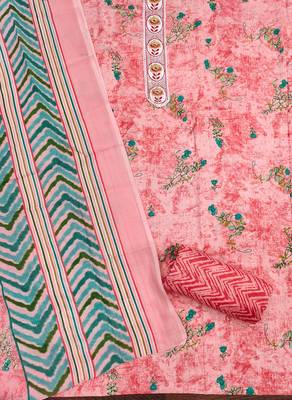 Women's pink embroiderd cotton dress material 2