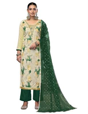 Women's multi embroidered viscose banarasi dress material 1