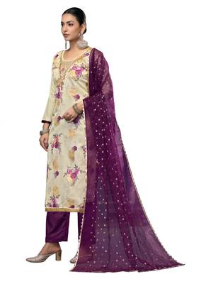 Women's multi embroidered viscose banarasi dress material 2