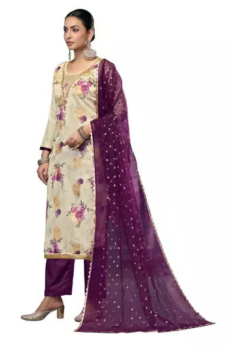 Women's multi embroidered viscose banarasi dress material