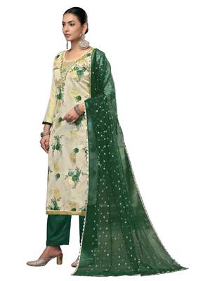 Women's multi embroidered viscose banarasi dress material 2