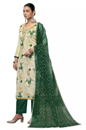 Women's multi embroidered viscose banarasi dress material