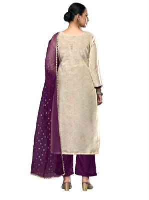 Women's multi embroidered viscose banarasi dress material 3