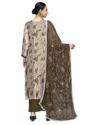 Women's multi embroidered organza banarasi dress material 3