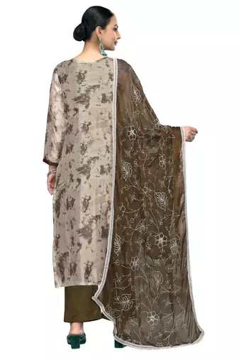 Women's multi embroidered organza banarasi dress material