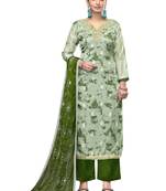 Women's multi embroidered organza banarasi dress material