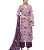 Women's multi embroidered organza banarasi dress material