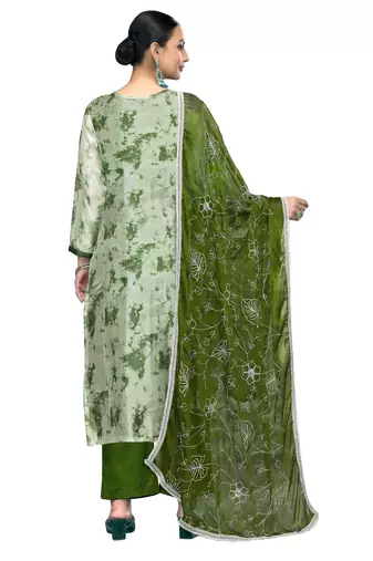 Women's multi embroidered organza banarasi dress material