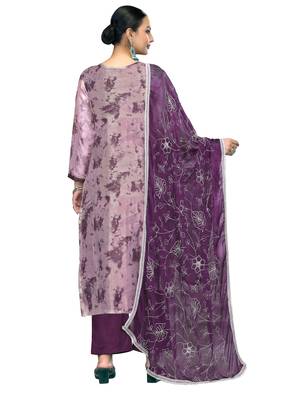 Women's multi embroidered organza banarasi dress material 3