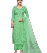 Women's sea green embroidered viscose organza dress material
