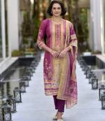 Women's Gorgeous Silk Blend Embroidery Straight Kurta with Pant And Dupatta Set