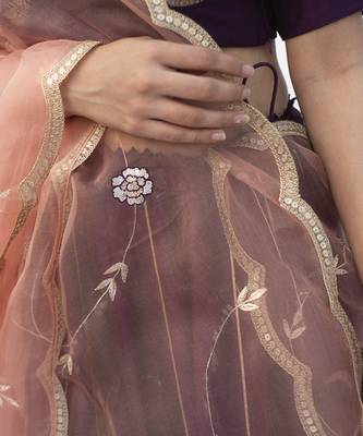 purple plain cotton silk lehenga 3