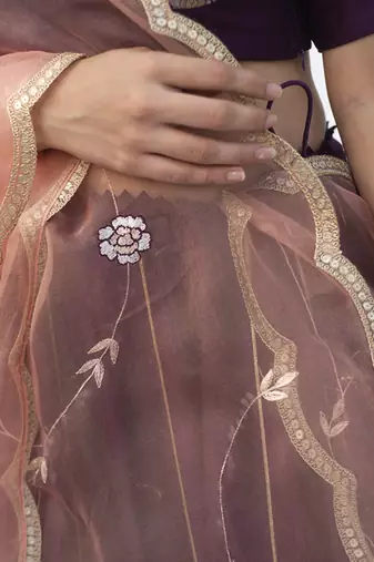 purple plain cotton silk lehenga