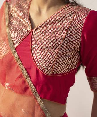pink plain cotton silk lehenga 3