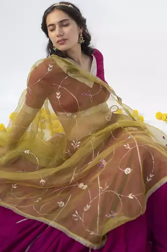 wine plain cotton silk lehenga
