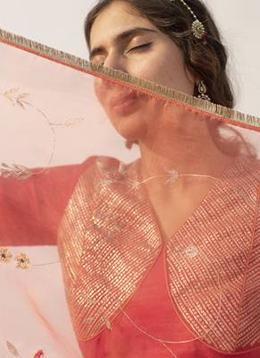 pink plain cotton silk lehenga 5