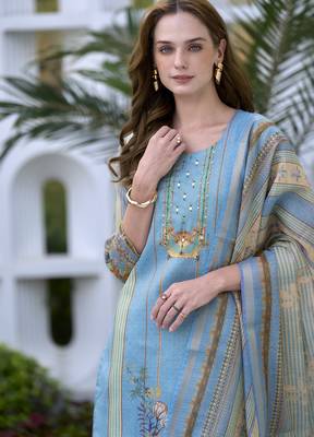 Women's Gorgeous Silk Blend Embroidery Straight Kurta with Pant And Dupatta Set 4