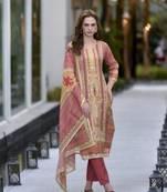 Women's Gorgeous Silk Blend Embroidery Straight Kurta with Pant And Dupatta Set