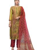 Women's multi unstitched embroidered simmer dress material 