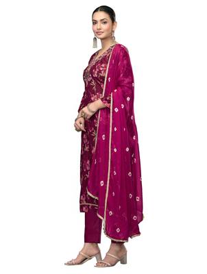 Women's voilet emblished jaam cotton dress material 2