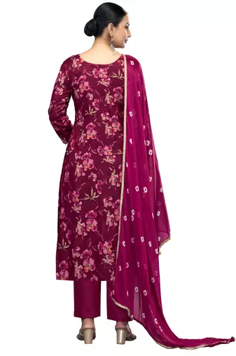 Women's voilet emblished jaam cotton dress material