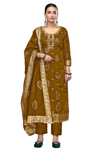 Women's mustered unstitched handwork modal banarasi dress material 