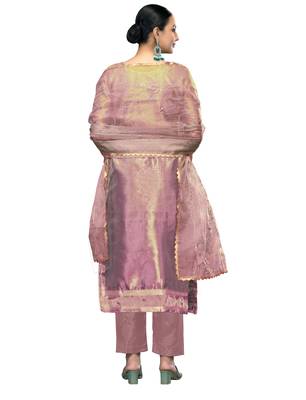 Women's purple embroidered viscose organza dress material 2