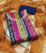 Women's multi unstitched handwork banarasi jacquard dress material