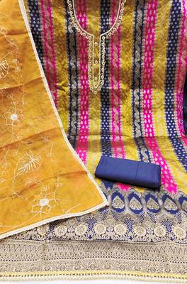 Women's multi handwork banarasi jacquard dress material 2