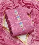 Women's pink embroidered modal chanderi dress material