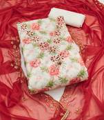 Women's multi embroidered modal cotton butti dress material