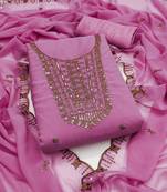 Women's pink embroidered georgette dress material