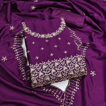 Women's purple embroidered jalpari cotton dress material 1