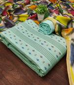 Women's sea green weaving cotton jacquard dress material