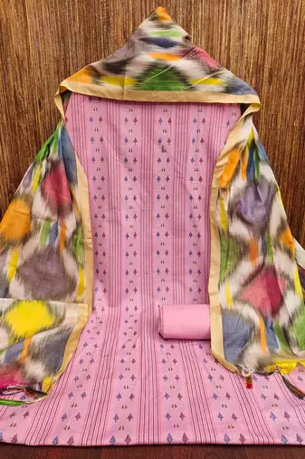 Women's pink weaving cotton jacquard dress material