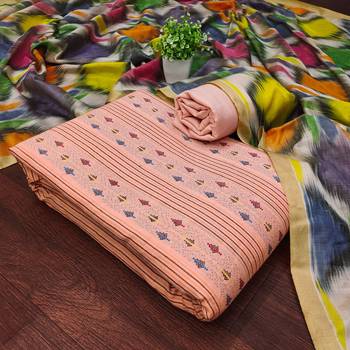 Women's peach weaving cotton jacquard dress material 1