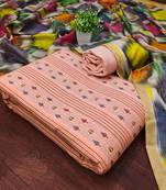 Women's peach unstitched weaving cotton jacquard dress material