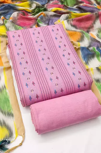 Women's pink weaving cotton jacquard dress material