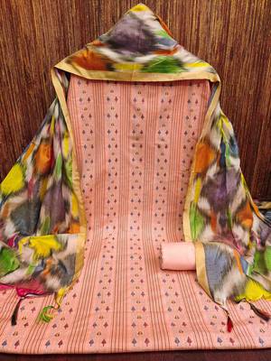 Women's peach weaving cotton jacquard dress material 2