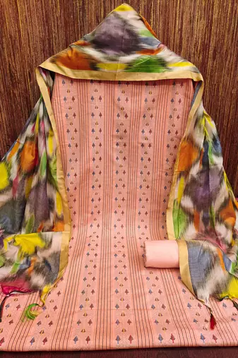 Women's peach weaving cotton jacquard dress material