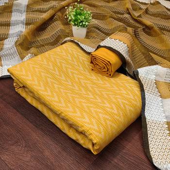 Women's yellow weaving cotton jacquard dress material 1
