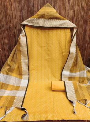 Women's yellow weaving cotton jacquard dress material 2