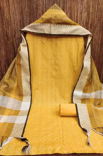 Women's yellow weaving cotton jacquard dress material