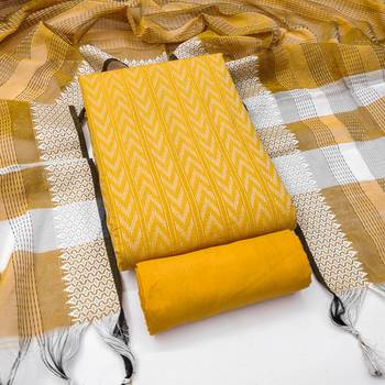 Women's yellow weaving cotton jacquard dress material 3