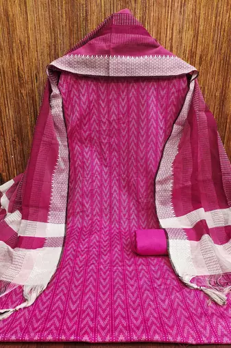 Women's pink weaving cotton jacquard dress material