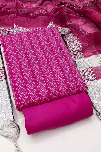 Women's pink weaving cotton jacquard dress material