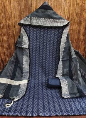 Women's blue weaving cotton jacquard dress material 2